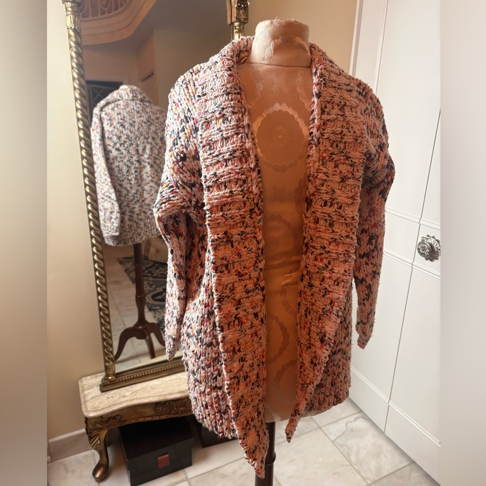 Anthropologie Pink Multicolor Knit Jacket